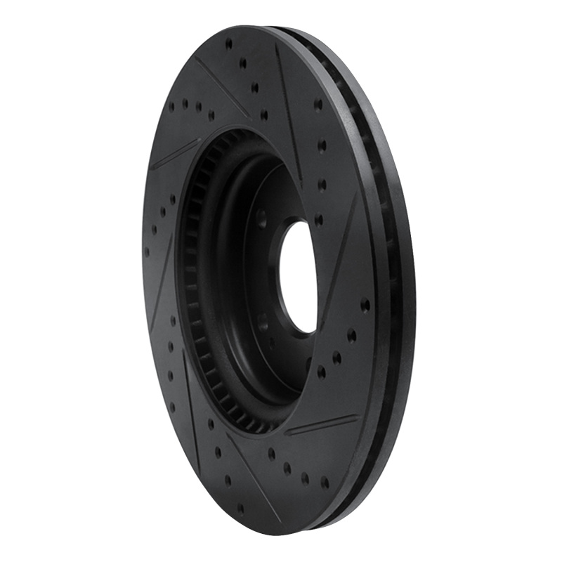 Hyundai Kona Brake Rotor (1) - Front Left - R1 Concepts - Drilled & Slotted - Black - `20-`25